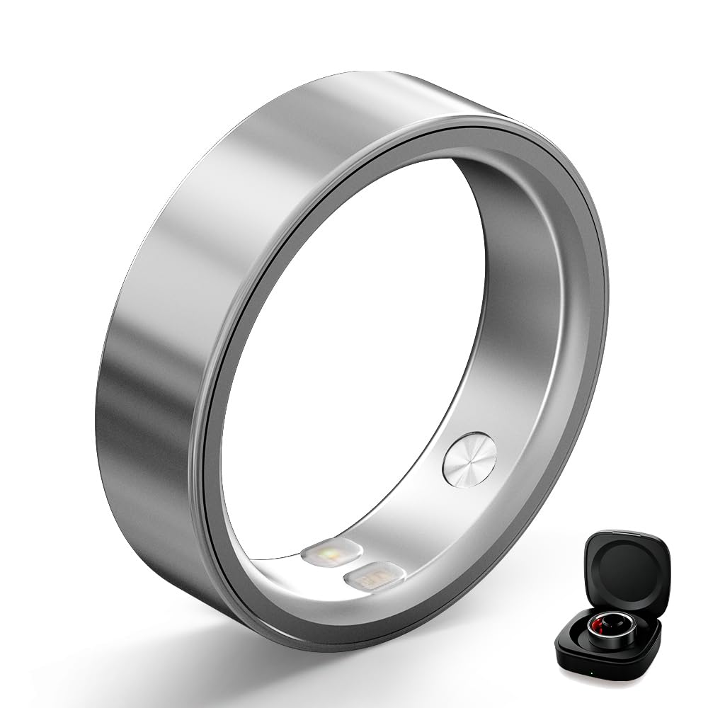 Photo 1 of Bryzova Smart Ring | No Subscription, Heart Rate & Blood Oxygen Monitoring, Sleep & Women’s Health Tracking, AI Health Advisor, IP68 Waterproof Fitness Ring for Android & iOS (Silver, 6#)