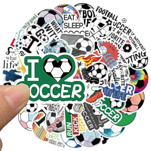 Soccer Stickers for Water Bottles, I Love Soccer Stickers for Kids, Boys, Teens, Adults, 50PCS Vinyl Waterproof Stickers Bulk Gift, Soccer Sports Party Favors, Soccer Decorations (Soccer) - Image 4