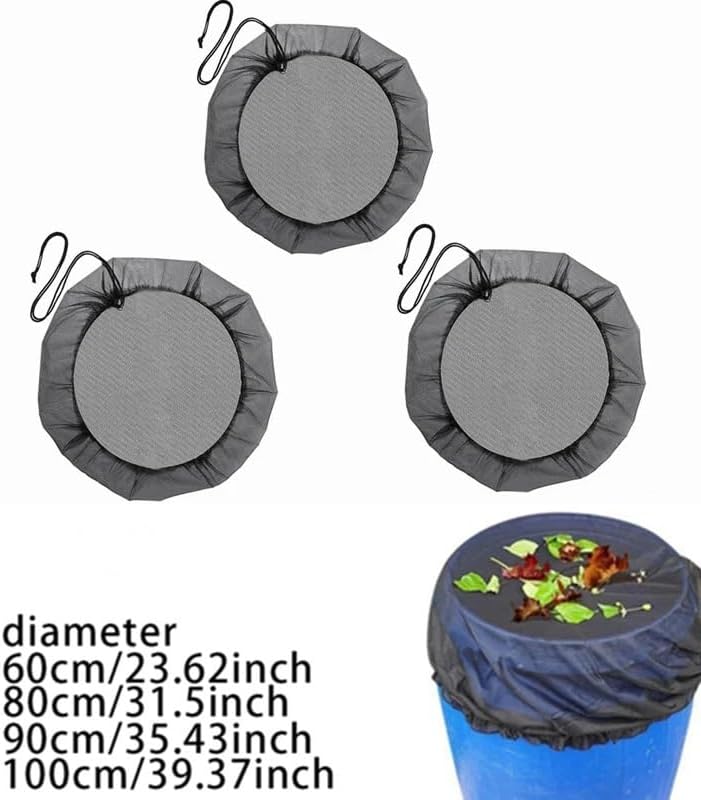 雨水タンク用メッシュカバーネット3個セット 水収集バケツ タンク 雨滴収集ツール 蚊よけ(100cm)
