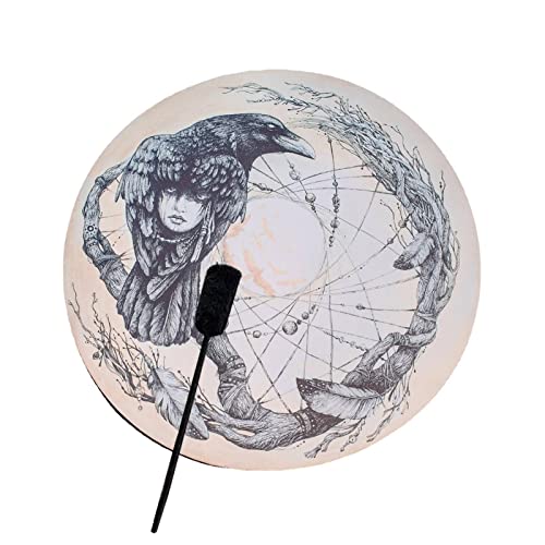 シャーマニックドラム ロープハンドル付き 音楽用 軽量木製 大人向け (2 Pcs A)