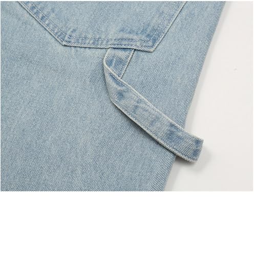 Knitted Decorative Straight Leg Pants Unisex High Street Washed Jeans3