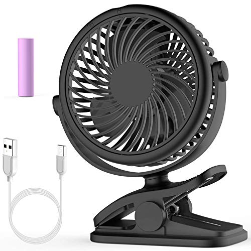 Image of Cambond Clip on Fan for Baby - Rechargeable Battery Powered Stroller Fan Portable Small Desk Fan for Baby Carseat Travel Camping College Dorm Essentials, Black