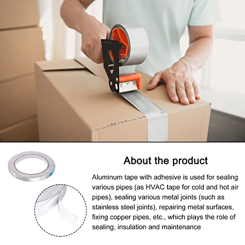 Image of Aluminum Foil Tape Adhesive Metal Tape, [for Sealing Patching Hot Cold HVAC, Duct, Pipe Insulation] - 0.4 inch /66ft /5.9 Mil /Silver