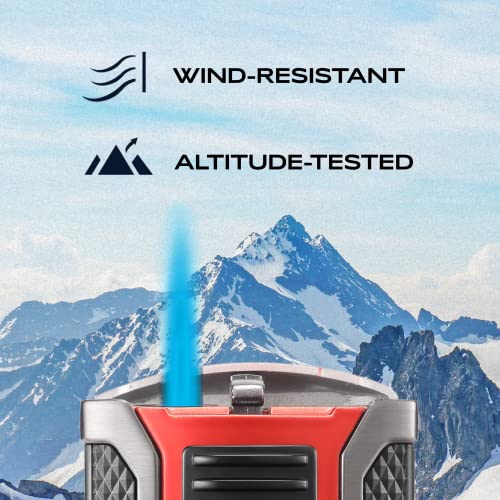 Colibri Apex One-Touch Lighter For - Refillable Butane Torch With Adjustable Flame And Fuel Window - Single-Action Ignition, Portable Design - Metallic Finish With Gunmetal Trim #TOP5