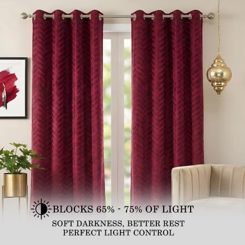 Image of 100% Room Darkening Long Door Curtains 9 Feet, Maroon