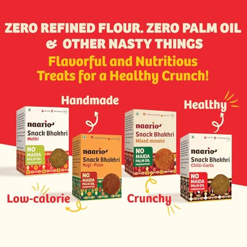 Image of NAARIO Plain Ragi Crackers Snack | Whole Wheat, No Maida, High Fibre, 12-Calorie Crisp, With Organic Spices |Perfect for Guilt-Free Munching | 100g Pack of 4