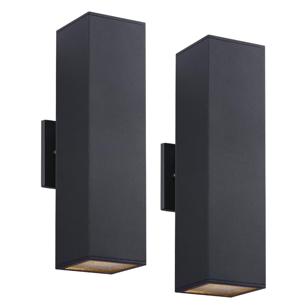 Photo 1 of Cerdeco 2 Pack Aluminum Modern Outdoor Wall Light, 15" Exterior Up Down Light Fixtures,Black Front Door Wall Lighting with E26 Sockets [ETL Listed]
