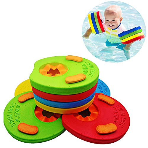 Moonmen Kids Arm Float Discs, 8Pcs Swim Float Colorful Discs EVA Armbands Floating Sleeves Buoyancy Circles Rings Kids Children Swimming Armbands Tube Training Tool Equipment For Pool