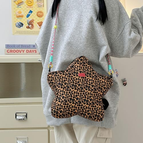 Crossbody Bag Nylon Leopard Print Star Shape Small Casual Shoulder Bag Hobo Bag Change Purse Travel Daypacks3