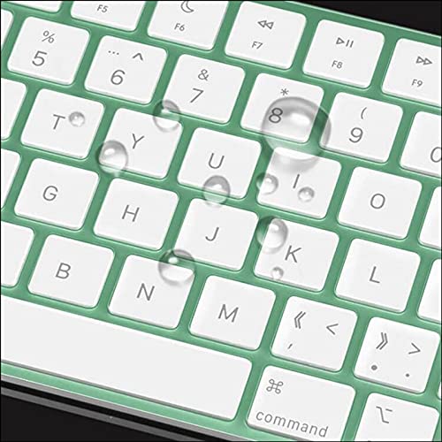 Image of Keyboard Cover Skin for 2021 Apple iMac 24 inch Magic Keyboard with Touch ID or Lock Key, TPU Ultra Thin Protective Keyboard Protector for New iMac 24 inch A2449 A2450 (Keyboard Cover, Clear)
