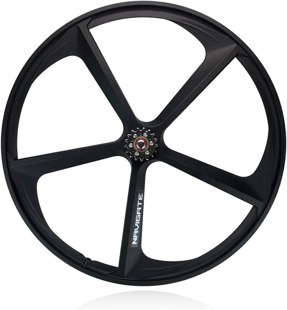 CUCKQUIC 700C Wheel Set Black 5 Spoke Fixie Bicycle Wheelset Mag Bicycle Wheel Rims Front Rear 100/120mm V-Brake for 23-28C Road Bike Rear