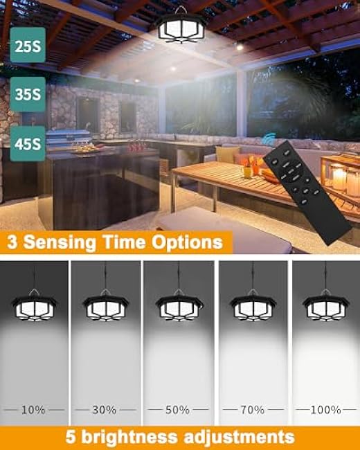 Solar Shed Light Indoor Outdoor 288LED 360¡ãLighting Solar Lights Work in Daytime with Remote Control, Waterproof Solar Gazebo Lights with Motion Sensor/5 Modes for Home Shed Garage Barn