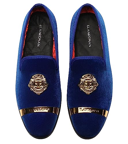 Image of ELANROMAN Men's Velvet Loafers Dress Fashion Wedding Party Prom Shoes