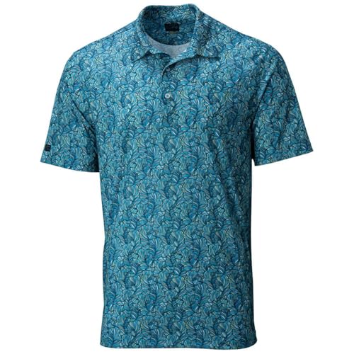 Greg Norman Men's Floreana Golf Polo Blue L