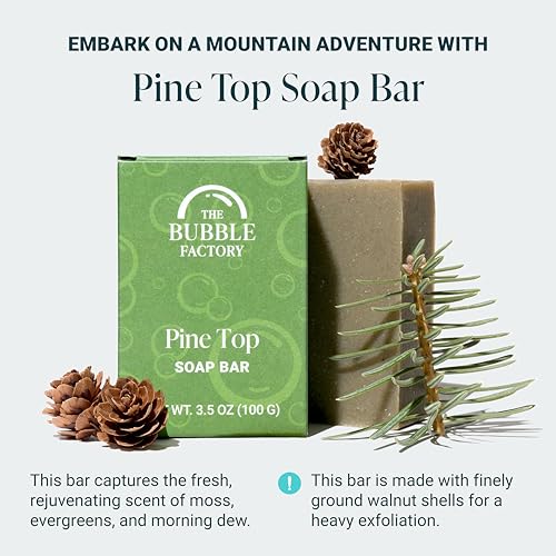 Image of Handmade Natural Bath & Body Soap Bar, Vegan, All-Natural, Palm Oil Free, Made in USA with Shea Butter + Essential Oils, Pine Top, 3 Bars