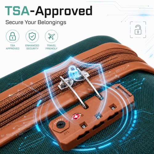 Image of CONCEPTEN Expandable Hardshell Luggage Set 5 Piece, 22x14x9 Airline Approved Carry On, 20 /24 /28 inch Suitcase Set with TSA Lock, Spinner Wheels, ABS+PC (Teal) | Suitcase Set with Spinner Wheels TSA-approved Lock ABS Travel 20 /24 /28 Inch