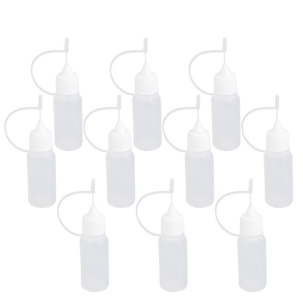 Salmophfeel 10pcs Empty Plastic Squeezable Liquid Dropper Filling Bottles, Needle Tip Applicator Glue Bottle DIY Quilling Tool Precision Bottle,10ml (10pcs translucent)
