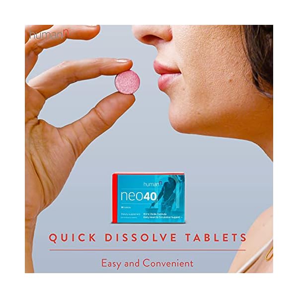 HumanN Neo40 Daily Heart & Blood Circulation Supplements to Boost Nitric Oxide - Supports Blood Pressure - from maker of SuperBeets -Includes 30 Dissolvable Tablets - Tasty Fruity Flavor