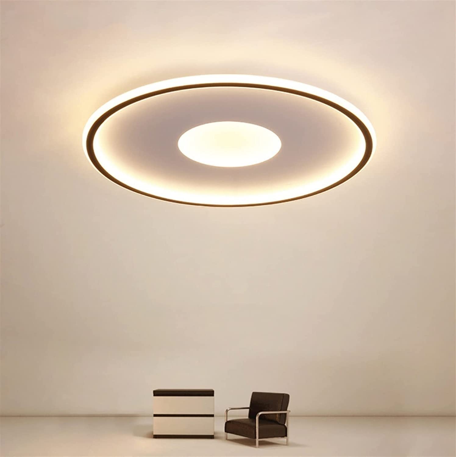 Éclairage de plafond LED moderne noir rond à diffusion de lumière homogène