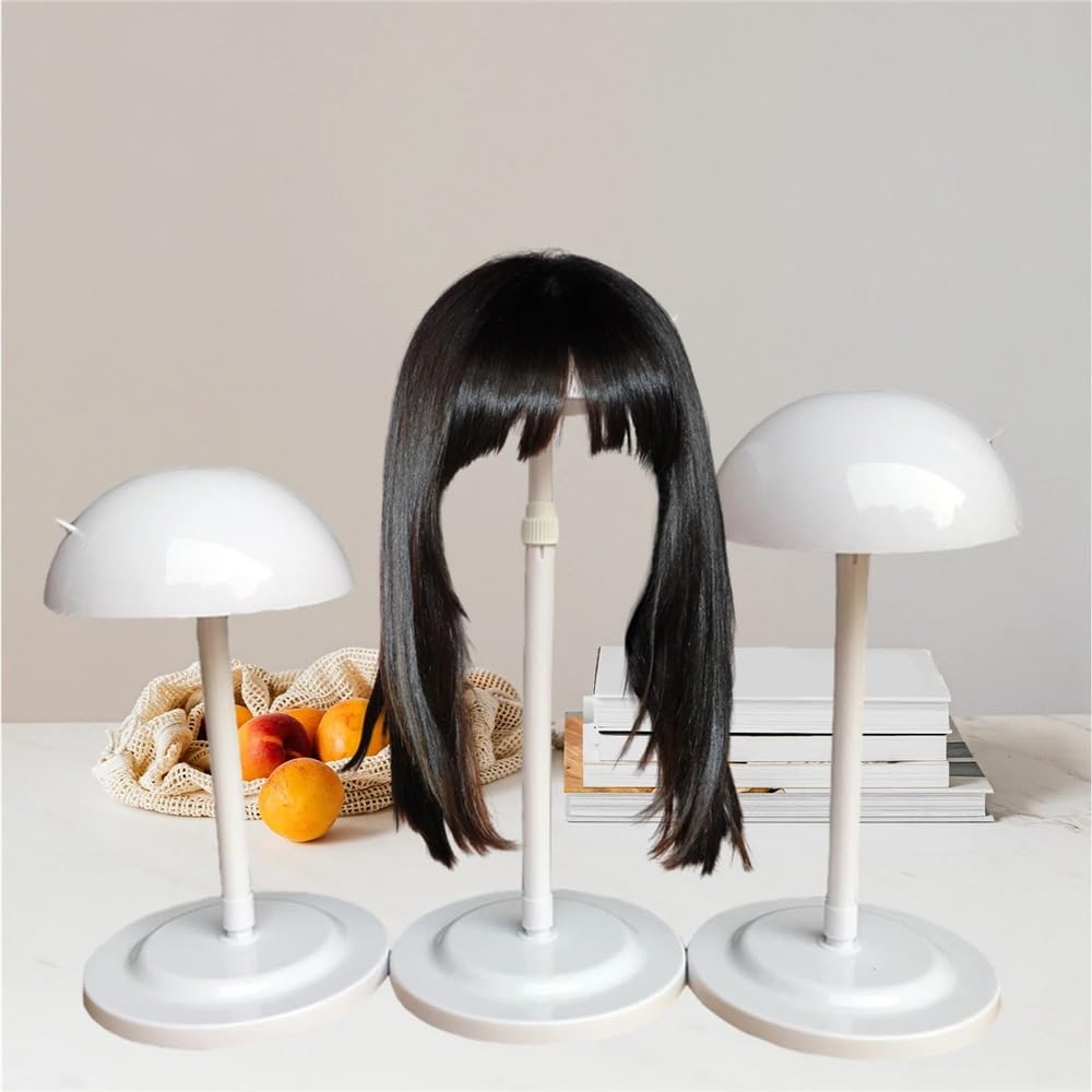 Wig Stand Perückenständer, 2 Stück, weißer, höhenverstellbarer Perückenkopfständer aus Kunststoff, tragbar, for das Styling und Trocknen mehrerer Perücken und Hüte Wig Display Holder