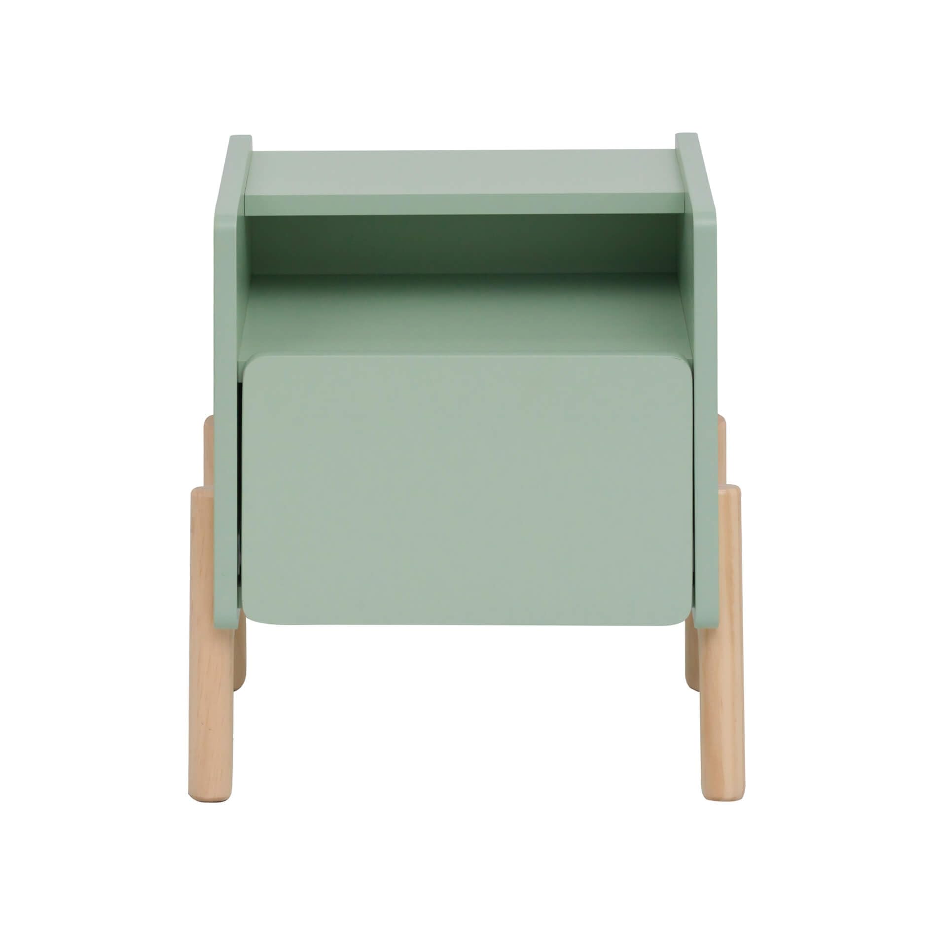 Rebecca Mobili Comodino con 1 Cassetto e 1 Ripiano, Comodino per Cameretta, Verde Acqua Marrone, MDF Pino, Stabile, per Camera Montessori - Misure HxLxP: 49 x 43 x 30 cm - Art. RE7130