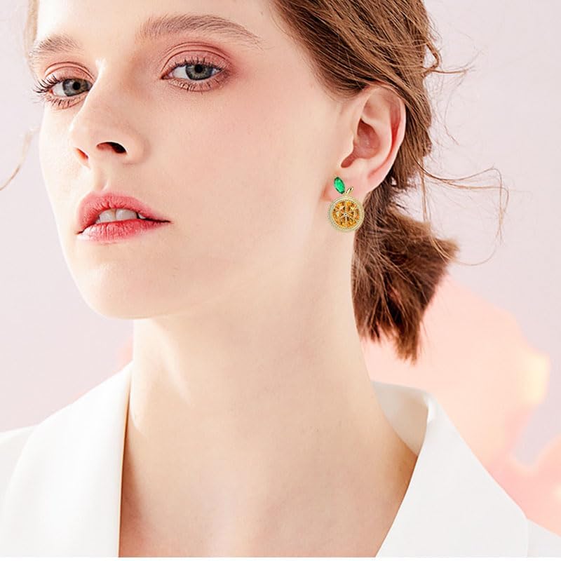 coadipress Delicate Fashion Lemon Stud Earrings for Women Glitter Rhinestone Lemon Earrings Lightweight Fruit Earrings Fruit Shape Cubic Zirconia Stud Earrings Jewelry Gift - Image 4