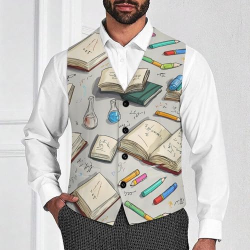Book Pencil Men's Suit Vests Business Formal Dress Vest V-Neck Waistcoat for Wedding Casual2