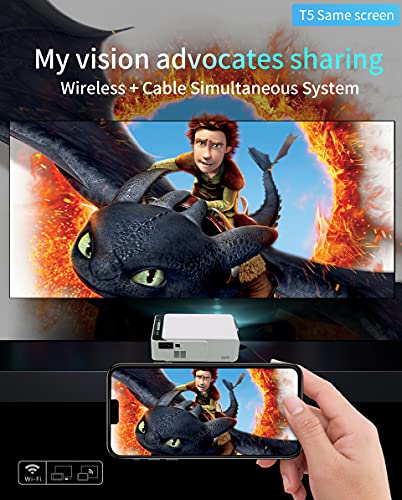 Image of ZYNC T6 X WiFi LED Projector Built in YouTube Projector HomeCinema Portable Projector Full HD LED1080P Projector 4700Lumens SupportWIFI,HDMI,USB,AUX,AV(White)