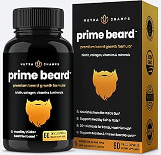 Beard Growth Vitamins | Manlier, Thicker, Longer, Faster & Healthier Facial Hair Growth for Men | Beard Vitamins with Biotin, Collagen & Saw Palmetto | Beard Growth Pills for All Hair & Beard Types
