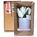 Basik Nature Artificial Flowers Tulip Floral Arrangement in Vase - Fake Flowers Silk Tulips Centerpiece - Modern Artificial Silk Flowers for Decoration (White)