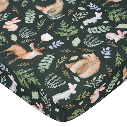 Image of JISEN Fitted Crib Sheets 1 Piece Soft Breathable Baby Crib Sheets for Standard Crib and Toddler Mattress Baby Bed Sheets for Crib for Baby Boys Girls Neutral 28x52 Inch Bear