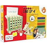 Butterfly EduFields Connect Shots 4 in a Row Wooden DIY Kit for Kids | 4 Games in 1 Kit with 2 Mini Catapult Shooters and 4 Bouncing Balls | Fun Family Battle for Kids 4+ Years | 20 min Assembly Time