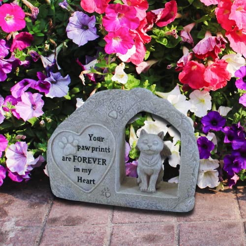 Comfy Hour 7.28" Polyresin Cat Angel With Paw Print Memorial Pet Statue Figurine For Your Home Or Garden, Light Gray, Pet In Loving Memory Collection #TOP3