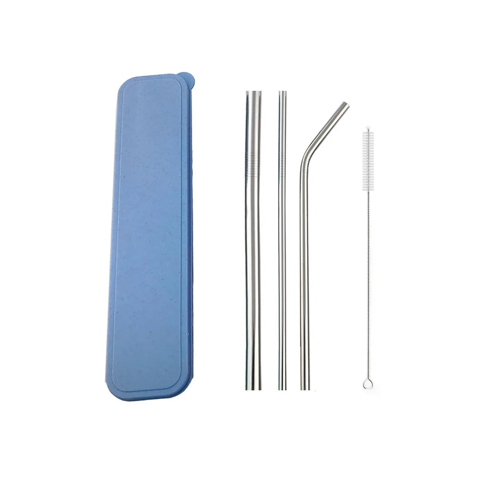 Strohhalme 5er-Set bunte Trinkhalme aus Edelstahl 304, wiederverwendbar, 12 mm, gebogen, for Milchshakes, inklusive Reinigungsbürste für Smoothie(Silver)