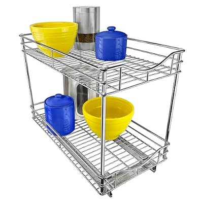 Lynk Professional Double Drawer Pull Out Two Tier Sliding Under Cabinet Organizer, 11w x 21d x 16h -inch, Chrome