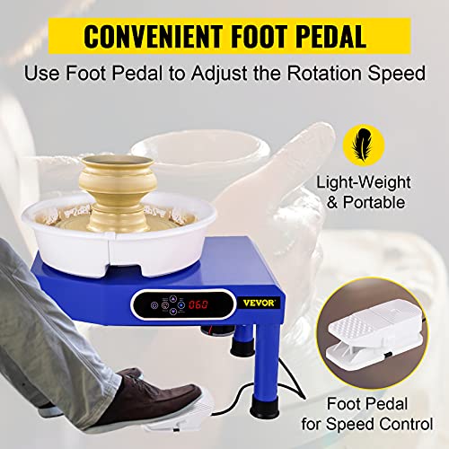 Image of VEVOR Pottery Wheel, Pottery Forming Machine 9.8 inch LCD Touch Screen, 350W Ceramic Pottery Electric DIY Clay Sculpting Tools, Foot Pedal & Detachable ABS Basin for Adults and Beginners Art Craft