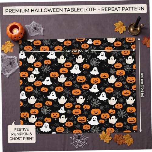 Mantel de Halloween impermeable blanco de 140x170 cm para mesa rectangular 6
