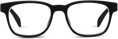 Peepers by PeeperSpecs Kent - Lentes de lectura cuadrados suaves con bloqueo de luz azul, color negro, 52 + 3.5, Negro -