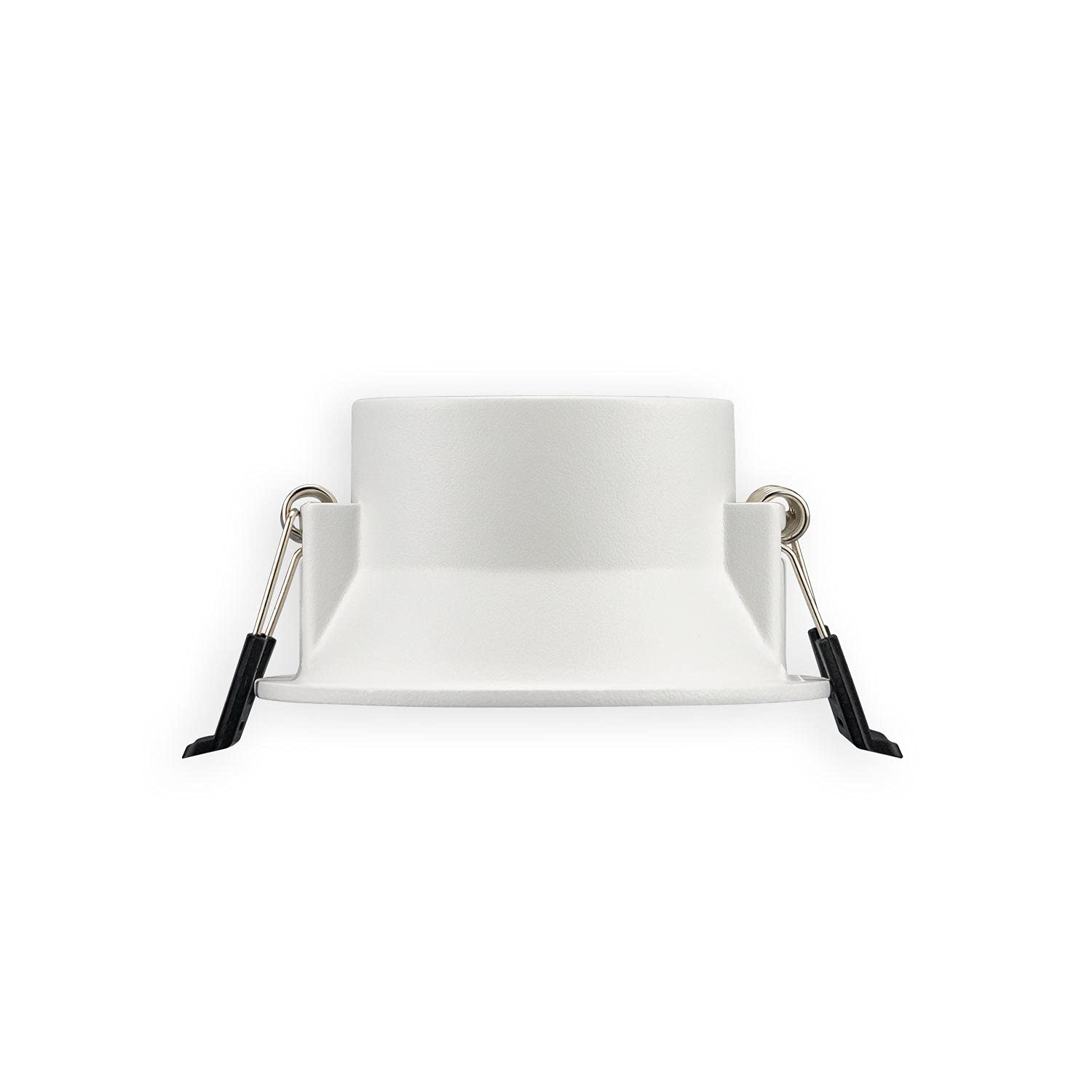 Popp Pack x10 Marco Downlight ARO Circular Profundo aluminio para bombilla GU10, MR16 Blanco corte de Ø75mm para pasillo, oficina, salon etc. (Pack 10, Blanco)