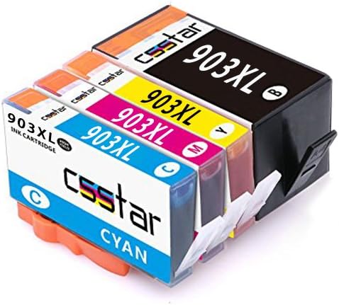CSSTAR 4-Pack Remanufactured Ink Cartridge Compatible for HP 903XL 903 XL High Yield Work with OfficeJet Pro 6950 6970 6960 All-in-One Printer, Black/Cyan/Magenta/Yellow