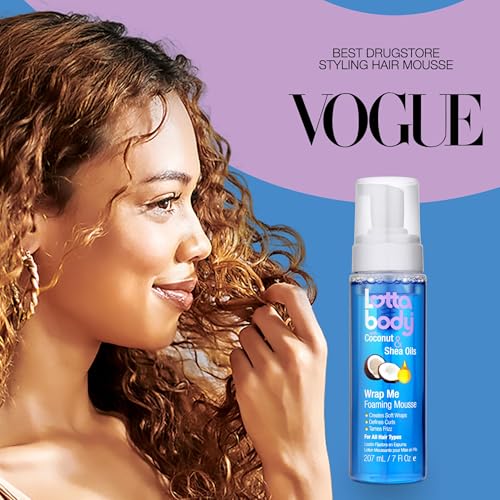 Image of Lottabody Wrap Me Foaming Mousse with Coconut & Shea Oils, Lightweight Moisture-Rich Curl-Defining & Frizz-Control Styling Mousse for Natural Curly, Coily & Relaxed Hair, 7 oz, (Pack of 2)