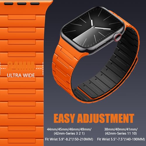 Image of SNBLK Magnetic Watchband Compatible with Apple Watch for Men 44mm 45mm 46mm 49mm 42mm 41mm 40mm 38mm Women, Silicone Sport Strong Magnet Strap for iWatch Series 11 Ultra 3 Ultra 2 Se 10 9 8 7 6 5 4 1