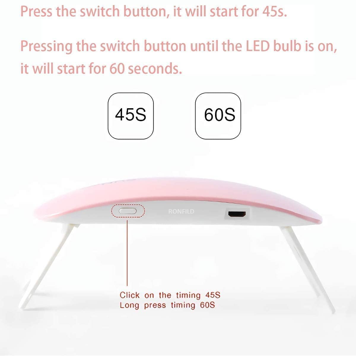 Mini USB UV Sun Dryer Gel Nail Polish Art Curing LED Lamp 6W 3