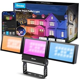 Govee Triad Outdoor Flood Lights, RGBIC Multicolor Outdoor Flood Lights with 4500LM Warm White and Cool White, Smart WiFi Flood Light with App Control, Aluminum Alloy, IP66 for Christmas Decor