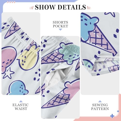 Boys' Pants Summer Ice Cream Colorful Long Bottoms Jogger Pants Elastic Waist Trousers with Pockets S-XL4