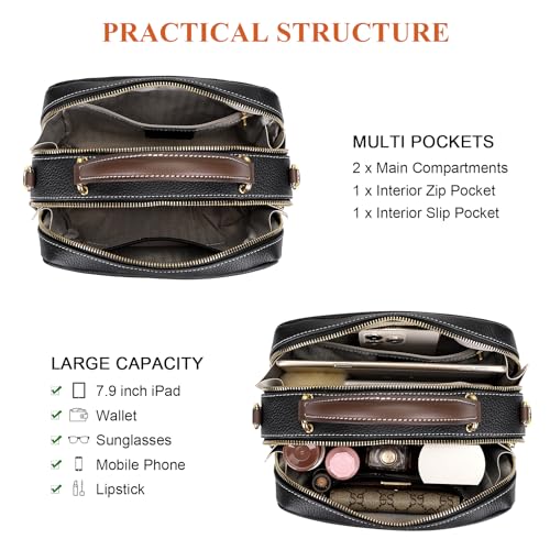 Over Earth Crossbody Purses for Women Genuine Leather Shoulder Bag Small Casual Top Handle handbag with Two Straps4