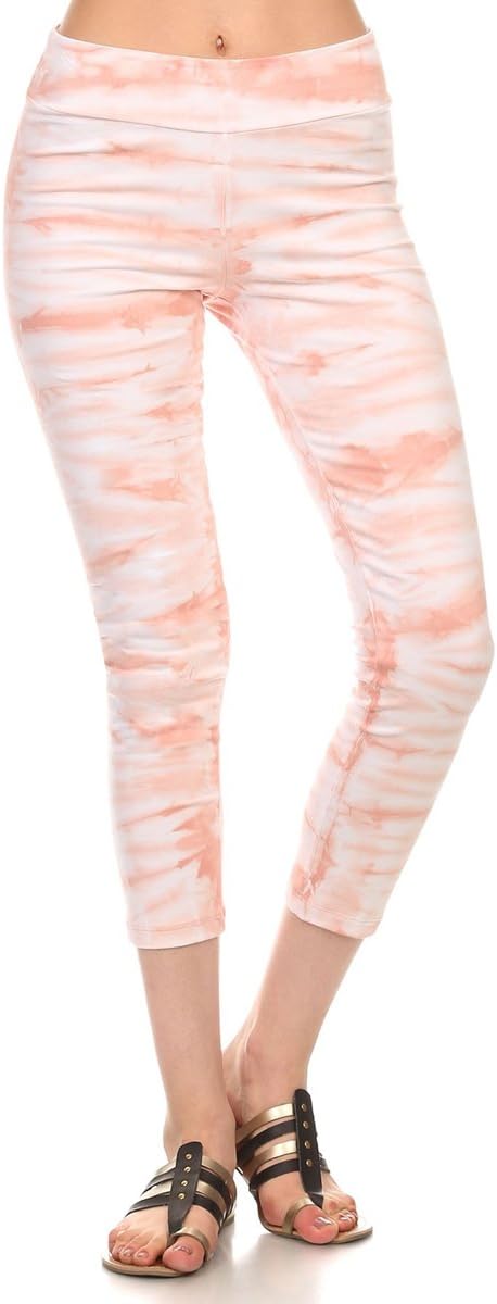 HEYHUN Women's Capri Tie Dye Printed Legging Yoga Pants