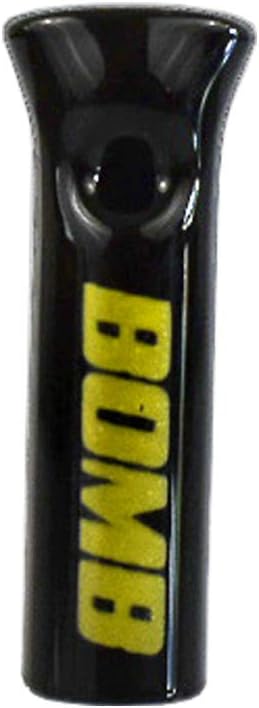 Premium Flat Mouth Black Glass Filter Tips with Yellow Logo by Bomb Tips Pack of 5
