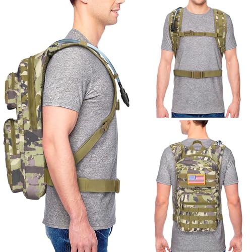NOOLA Hydration Backpack with 3L TPU Water Bladder, Tactical Molle Water Backpack for Men Women, Hydration Pack for Hiking, Biking, Running and Climbing, Auriclash — view 6