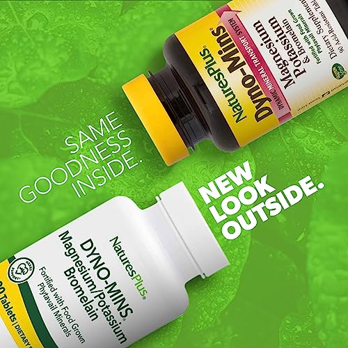 Naturesplus Dyno Mins Magnesium, Potassium And Bromelain - 90 Vegetarian Tablets - Enhanced Absorption Multi Mineral Supplement, Gluten-Free - 45 Servings #TOP1